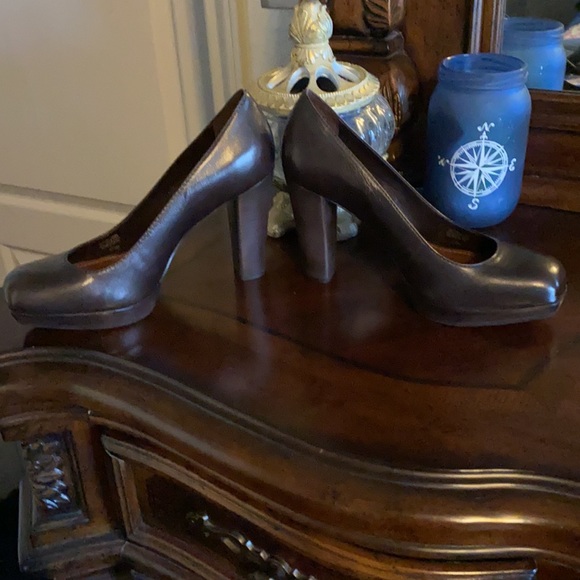 GIANNI BINI Brown Leather Platform Pumps Size 8.5 - Picture 7 of 11